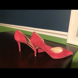 WHBM Suede Ella D’Orsay Pumps Rosey Pink